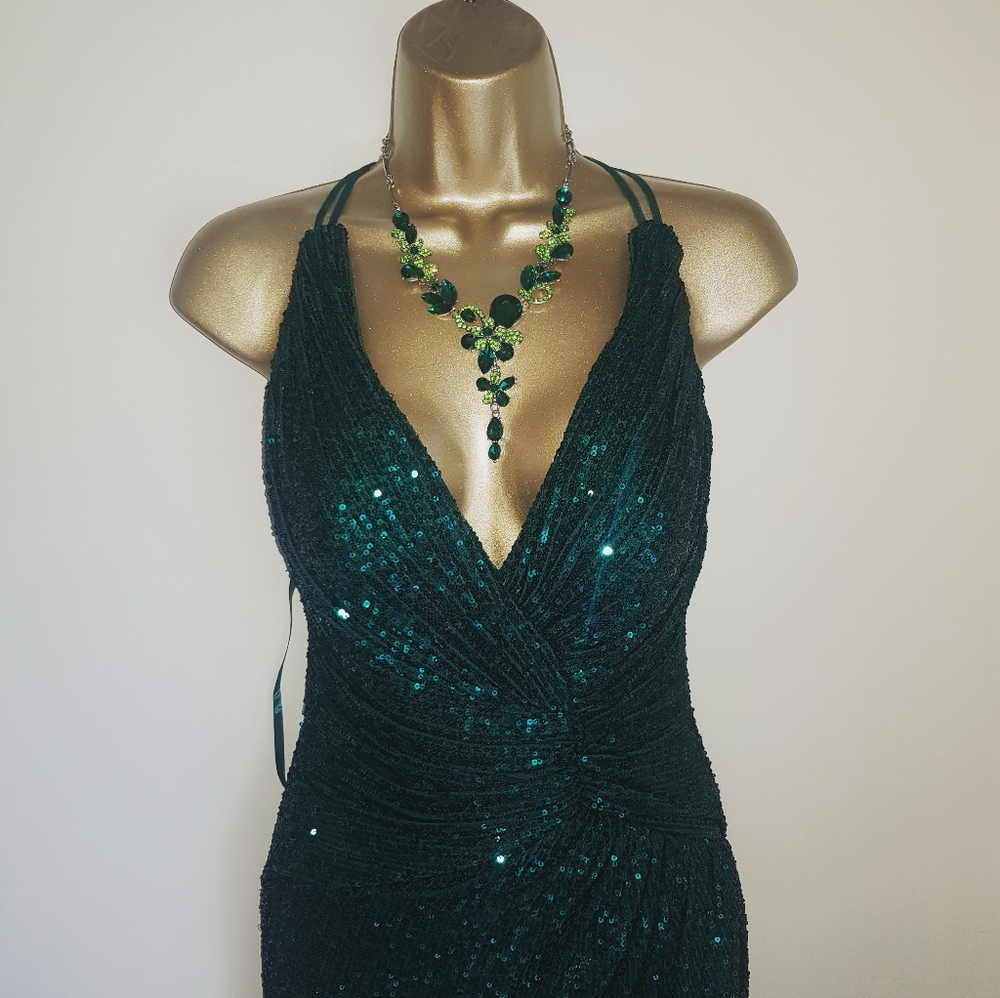 ( SOLD)  Emerald evening gown